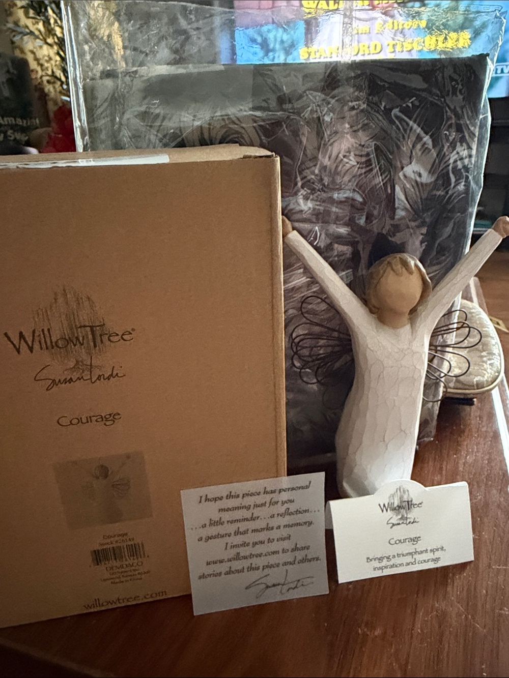 Willow Tree Angel Figurine in White with Natural Wood Head